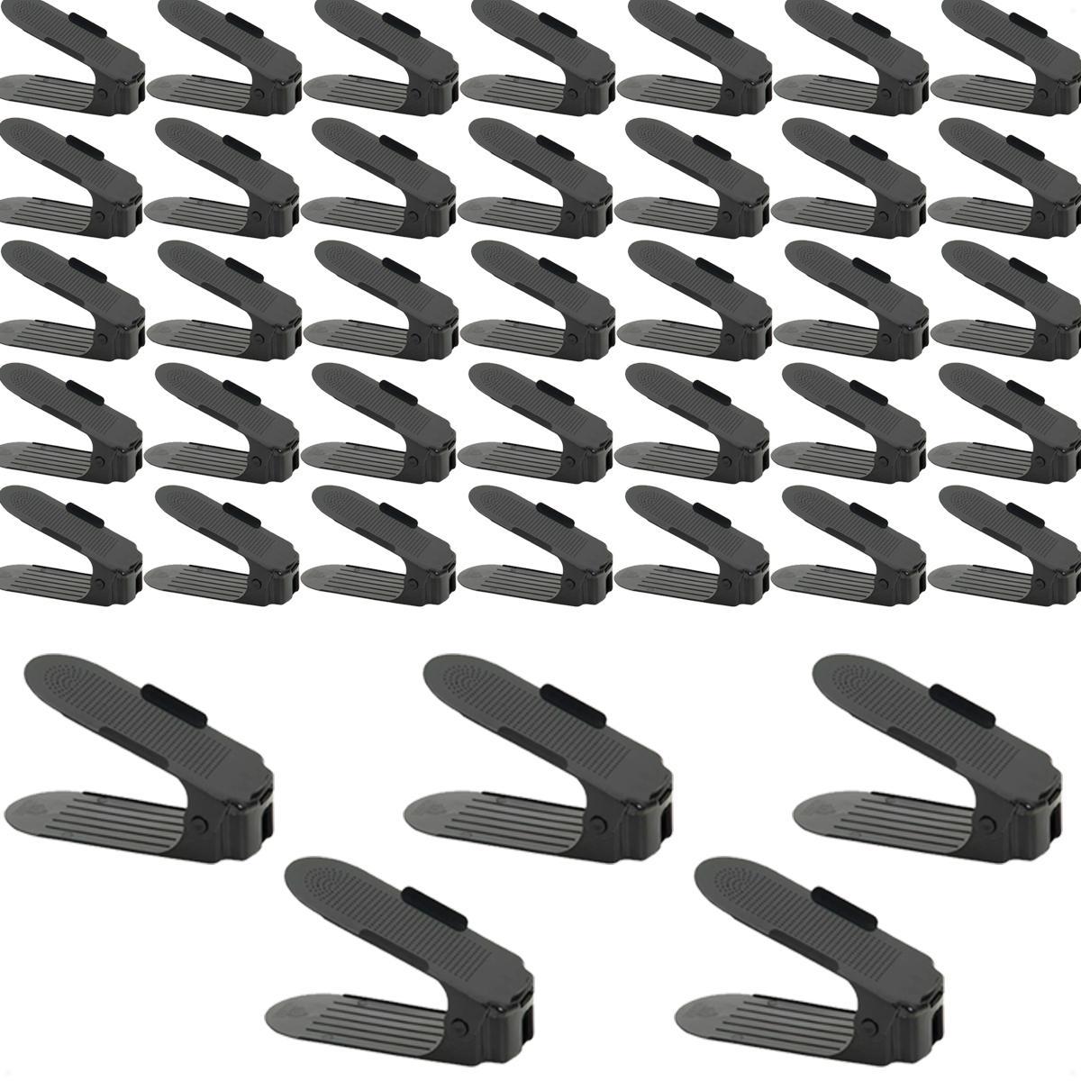 Miniatura Kit 40 Organizador De Sapato Reforçado Com 3 Altura Preto