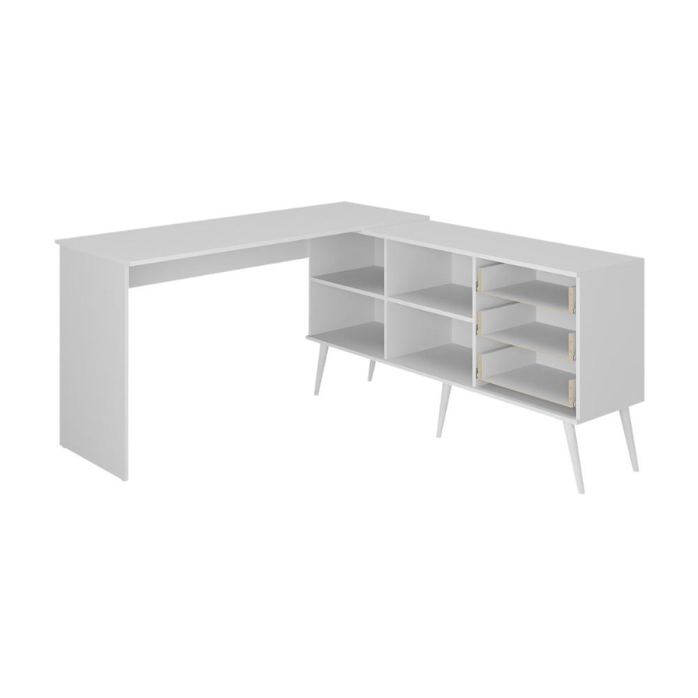 Miniatura Mesa Gamer em L para Computador com 3 Gavetas Nexus Multimóveis MP6048 Branco