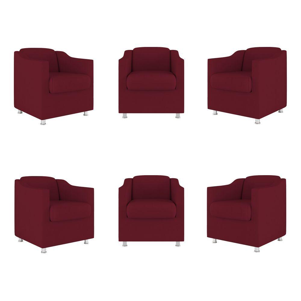 Miniatura Kit 06 Poltronas Sala De Espera Clinica - Dentista Suede Cor:marsala