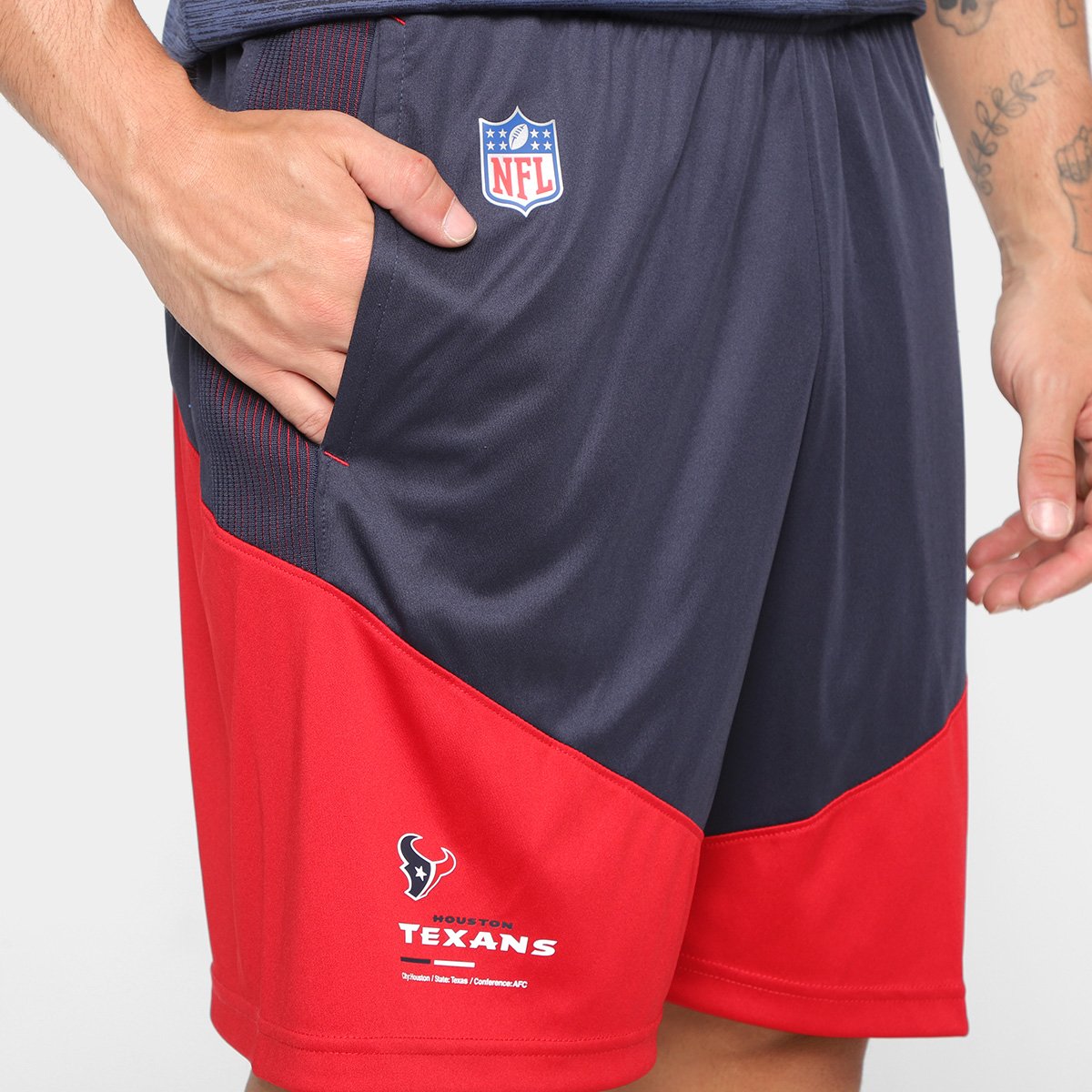 Miniatura Bermuda Nike Houston Texans Dri-FIT Knit Masculina Azul+Vermelho - EGG