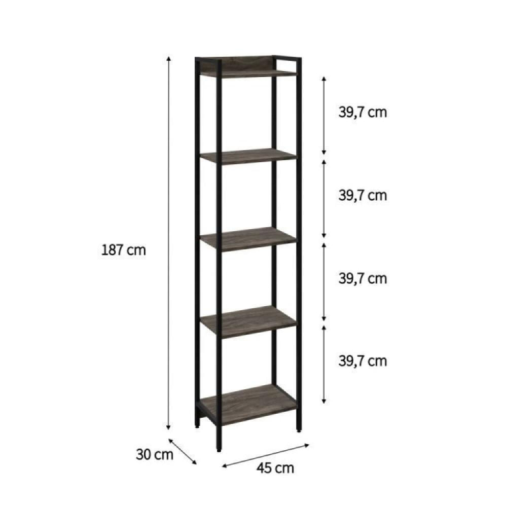 Conjunto Rack para TV até 50 Polegadas 1 Nicho Aéreo 2 Estante Estilo Industrial Active Yescasa Carvalho Dark