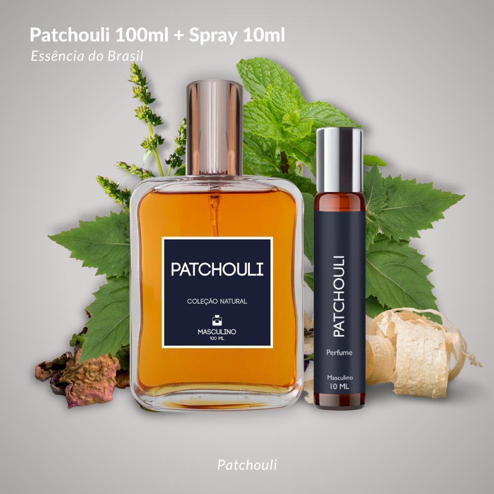 Miniatura Kit Perfume Patchouli 100Ml Masculino + Spray Portátil 10Ml