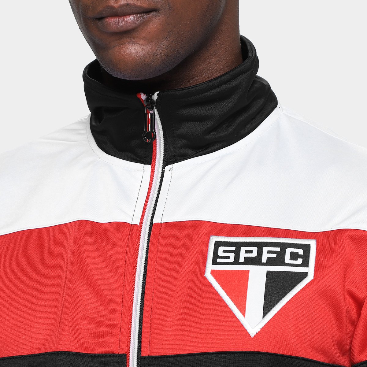 Miniatura Agasalho São Paulo Trilobal Tricolor SPR Masculino Preto+Vermelho - EGG