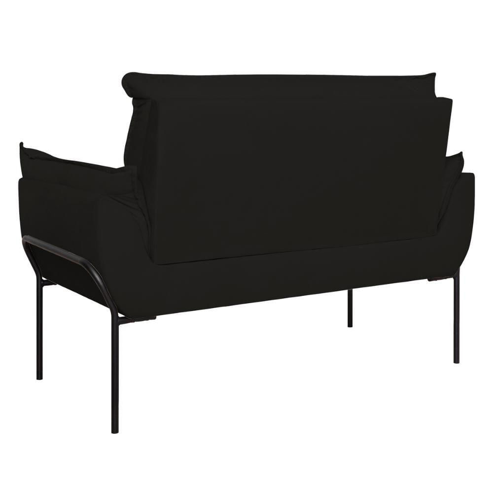 Miniatura Kit 02 Poltronas + Namoradeira Pé Metal Preto Recepção Sala Preto