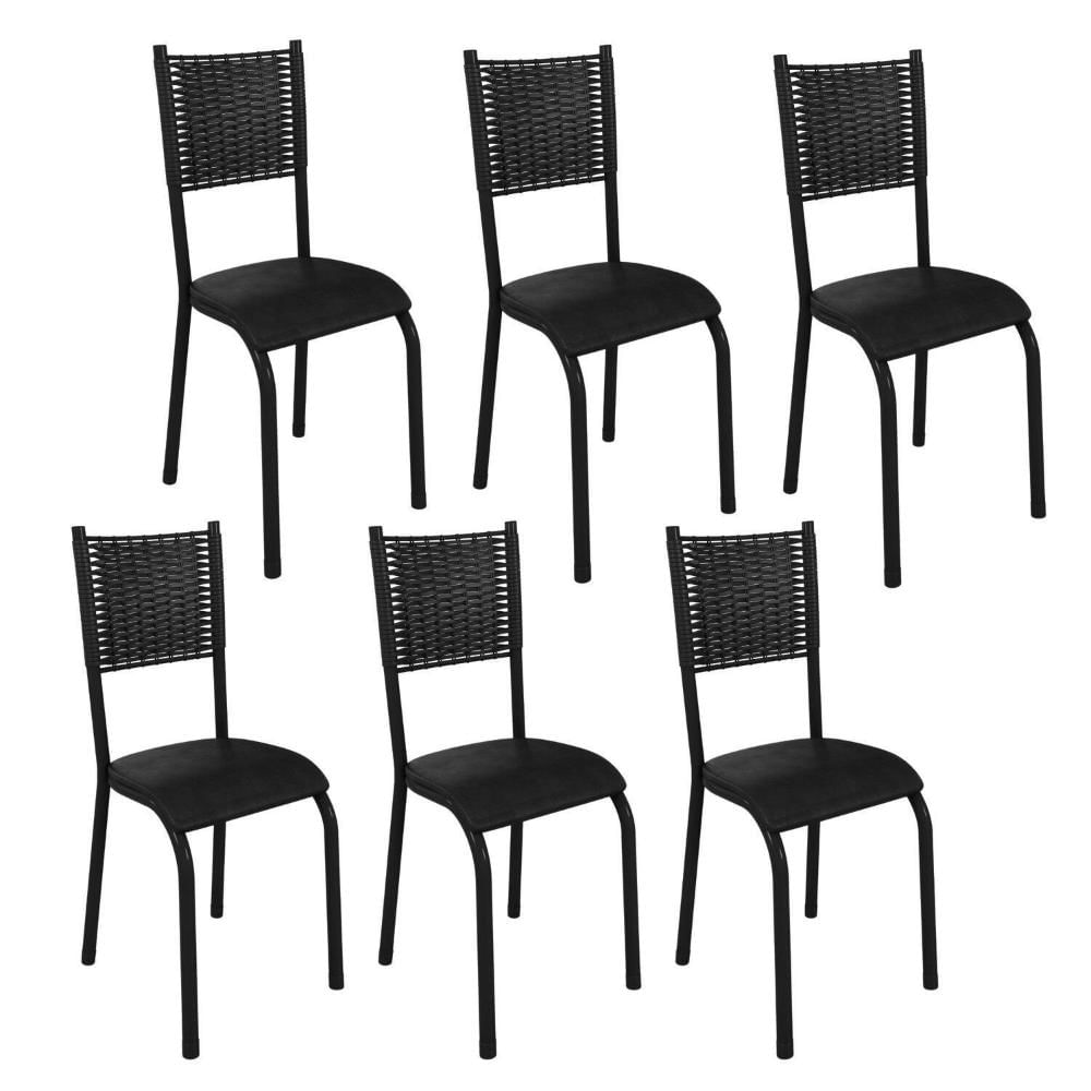 Miniatura Kit com 06 Cadeiras Mariana 100cm X 48cm X 39cm Preto