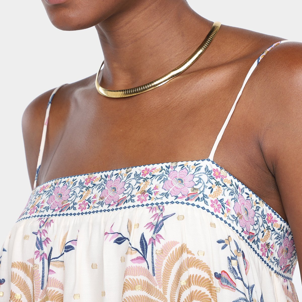 Miniatura Vestido Farm Cropped Delicadeza Boho Bege - G