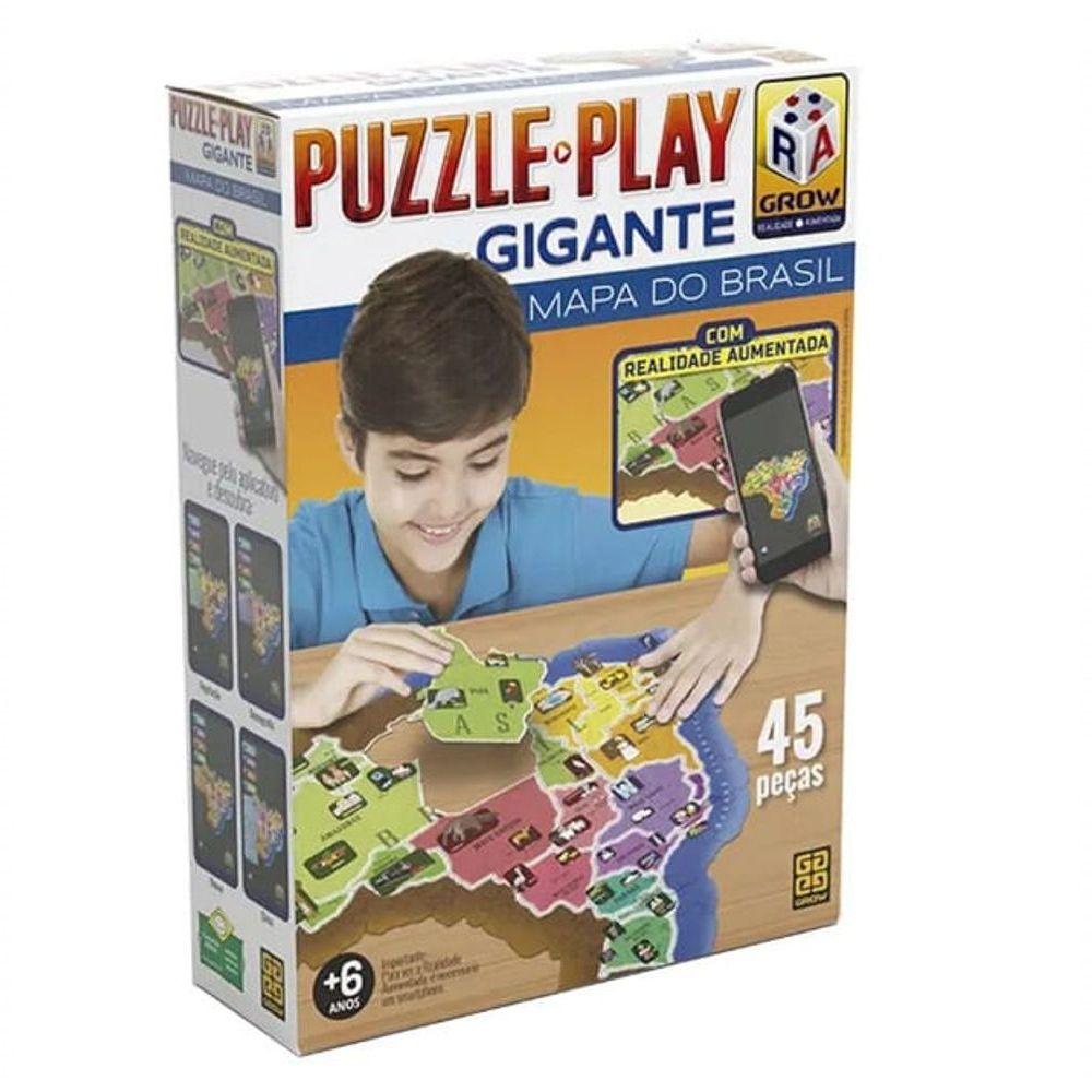 Miniatura Puzzle Play Gigante - Grow - Mapa Do Brasil