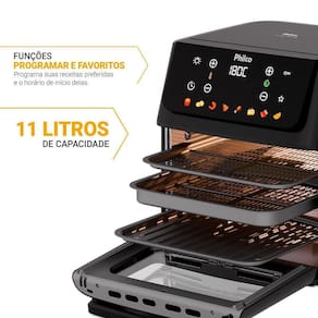 Miniatura Fritadeira Elétrica Air Fryer Philco Oven PAF11B 11L Porta Removível - Preta 110V