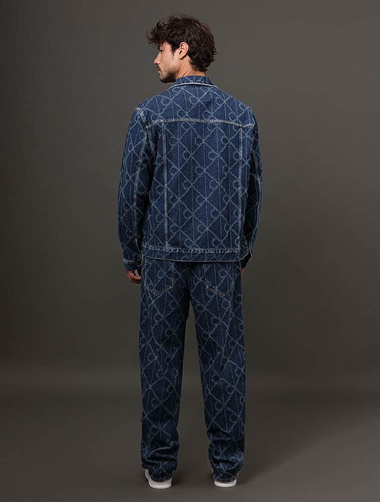Miniatura Jaqueta Jeans Masculina Trucker Estampa Aop Calvin Klein Jeans - Azul Médio Jaqueta Jeans Masculina Trucker Estampa Aop Calvin Klein Jeans Azul Médio g