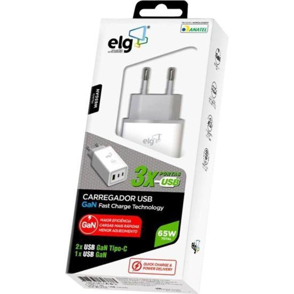 Miniatura Carregador Usb W65gan 3 Saídas 3a Elg [f002]