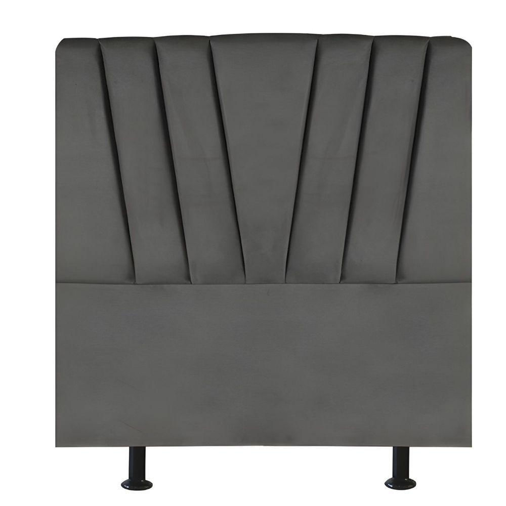 Miniatura Cabeceira Estofada Cama Box Solteiro 90 Cm Malu Suede Cinza