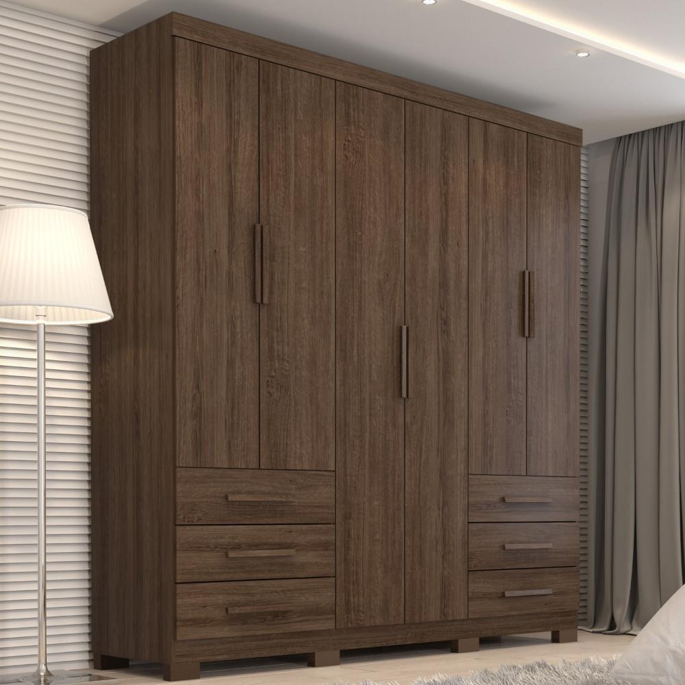 Miniatura Guarda Roupa Artico 6 Portas 6 Gavetas Nogueira