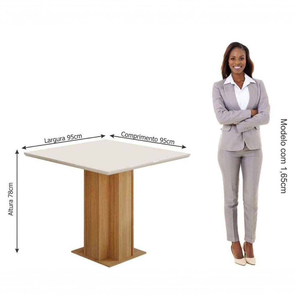 Conjunto Sala De Jantar Sophia 95x95 Tampo Mdf/vidro 4 Cadeiras Maia Cimol Nature/offwhite/gengibre