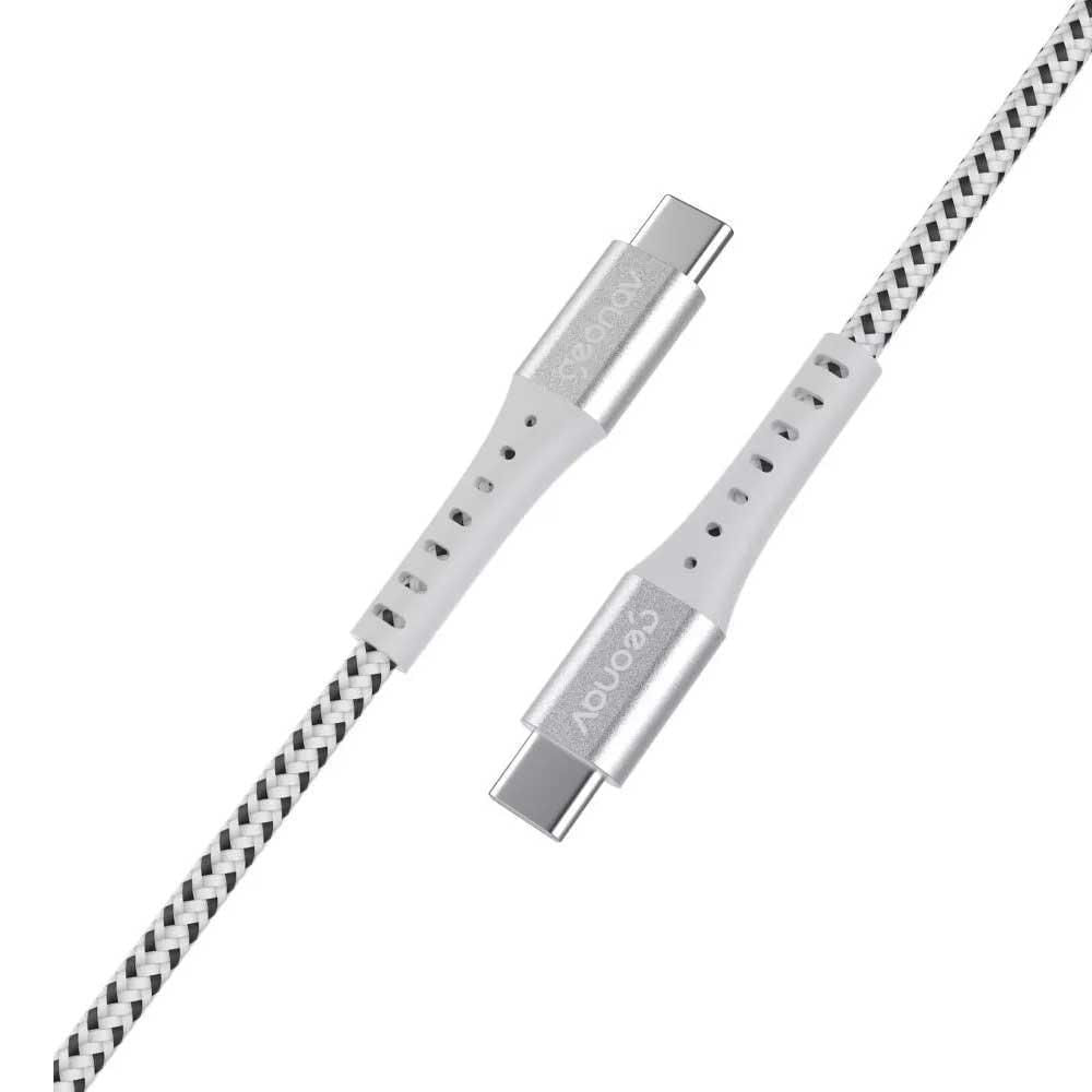 Miniatura Cabo USB-C Para USB-C Em Nylon Trançado Geonav 1,2m Branco