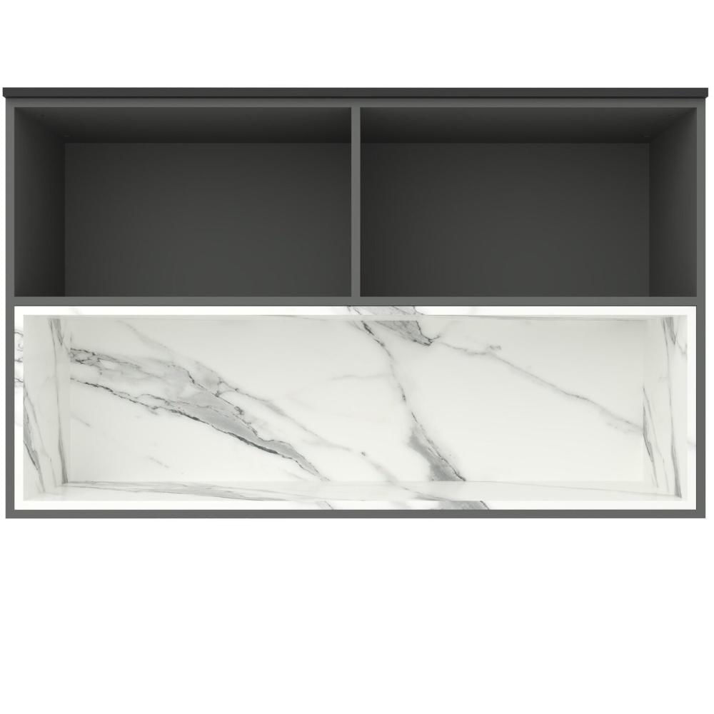 Miniatura Armário Aéreo 120cm 2 Portas 1 Nicho Cozinha Flórida Grafite / Calacatta