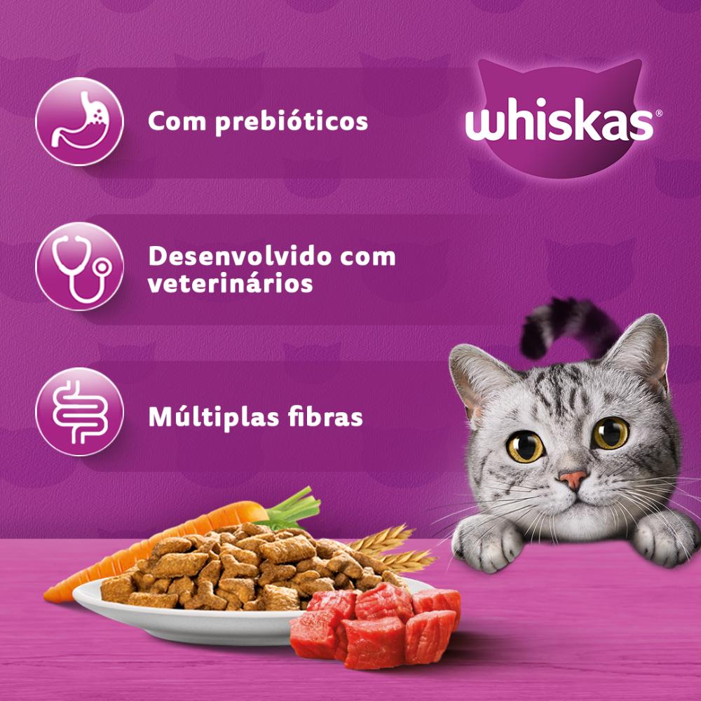 Miniatura Ração Whiskas Carne para Gatos Adultos - 10,1 Kg