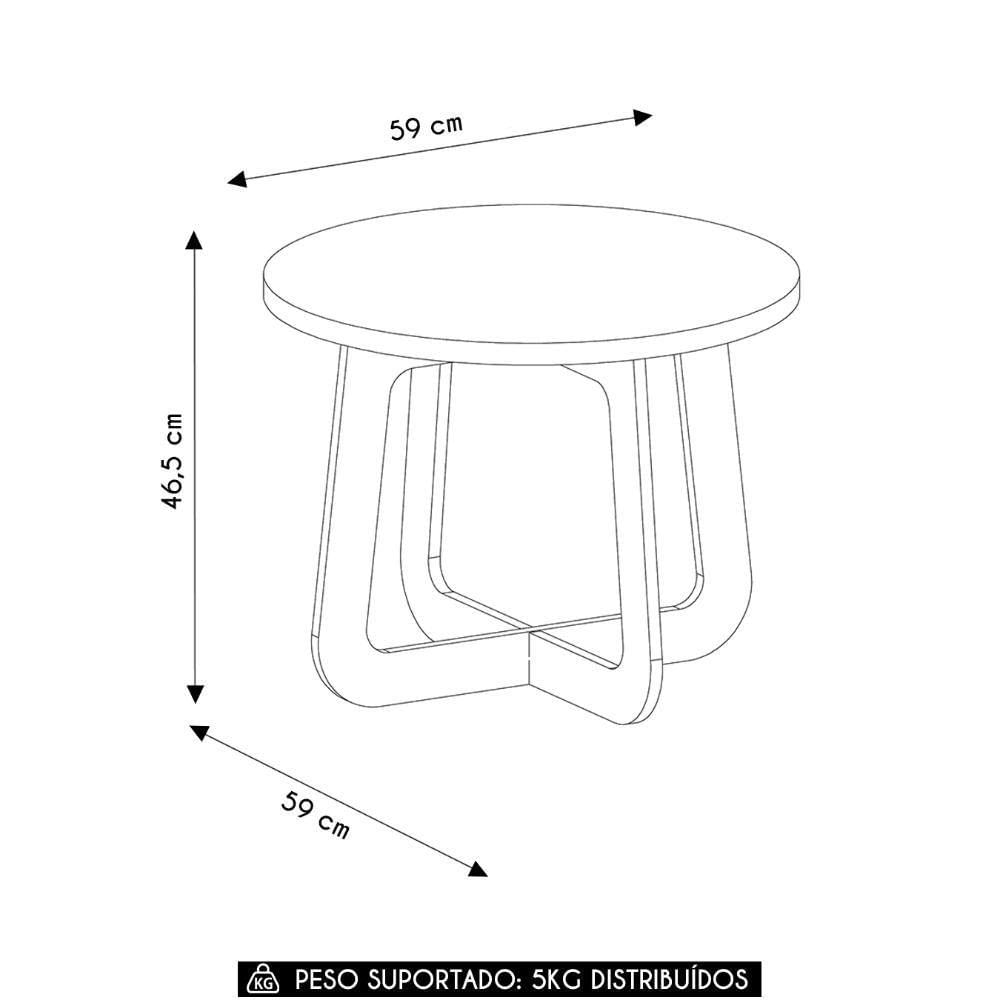 Miniatura Mesa Centro Redonda 65cm Para Sala Mdf Rexxar Menta/carvalho A09 - Mpozenato
