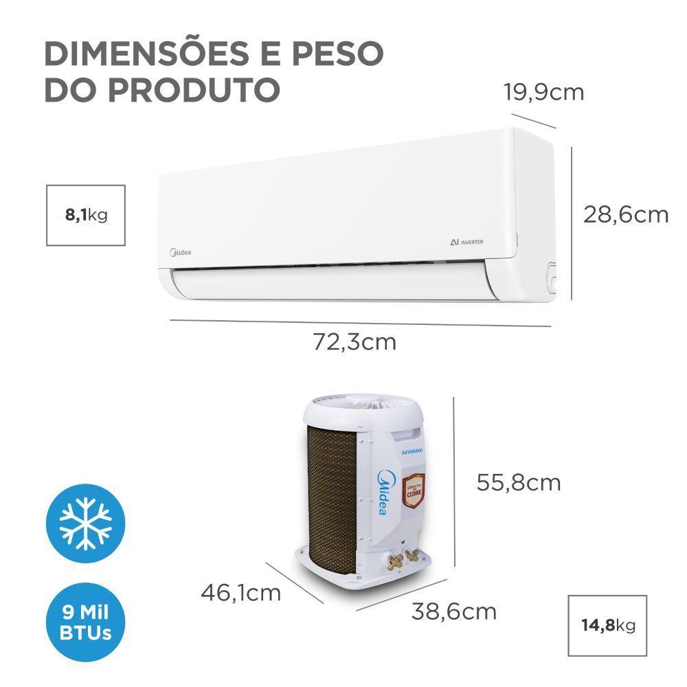Ar Condicionado Split Inverter Midea AI AirVolution 9000 BTUs Frio 220V 38TAVCA09M5