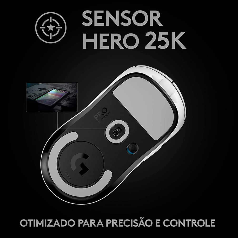 Mouse Gamer Sem Fio Logitech G Pro X Superlight USB Branco - 910-005941 Branco