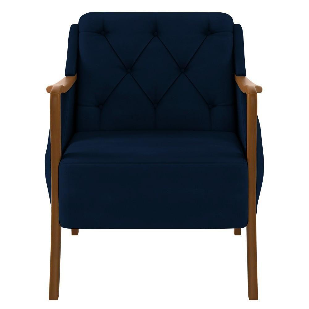 Poltrona Namoradeira 2 Lugares 135cm Capitonê Lapa M22 Veludo Azul Marinho - Mpozenato