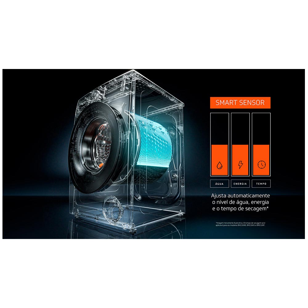 Lava e Seca Brastemp 10kg/6kg Titanium Água Quente com Smart Sensor, Tira Manchas Pro e Motor Inverter - BNC10AS 110