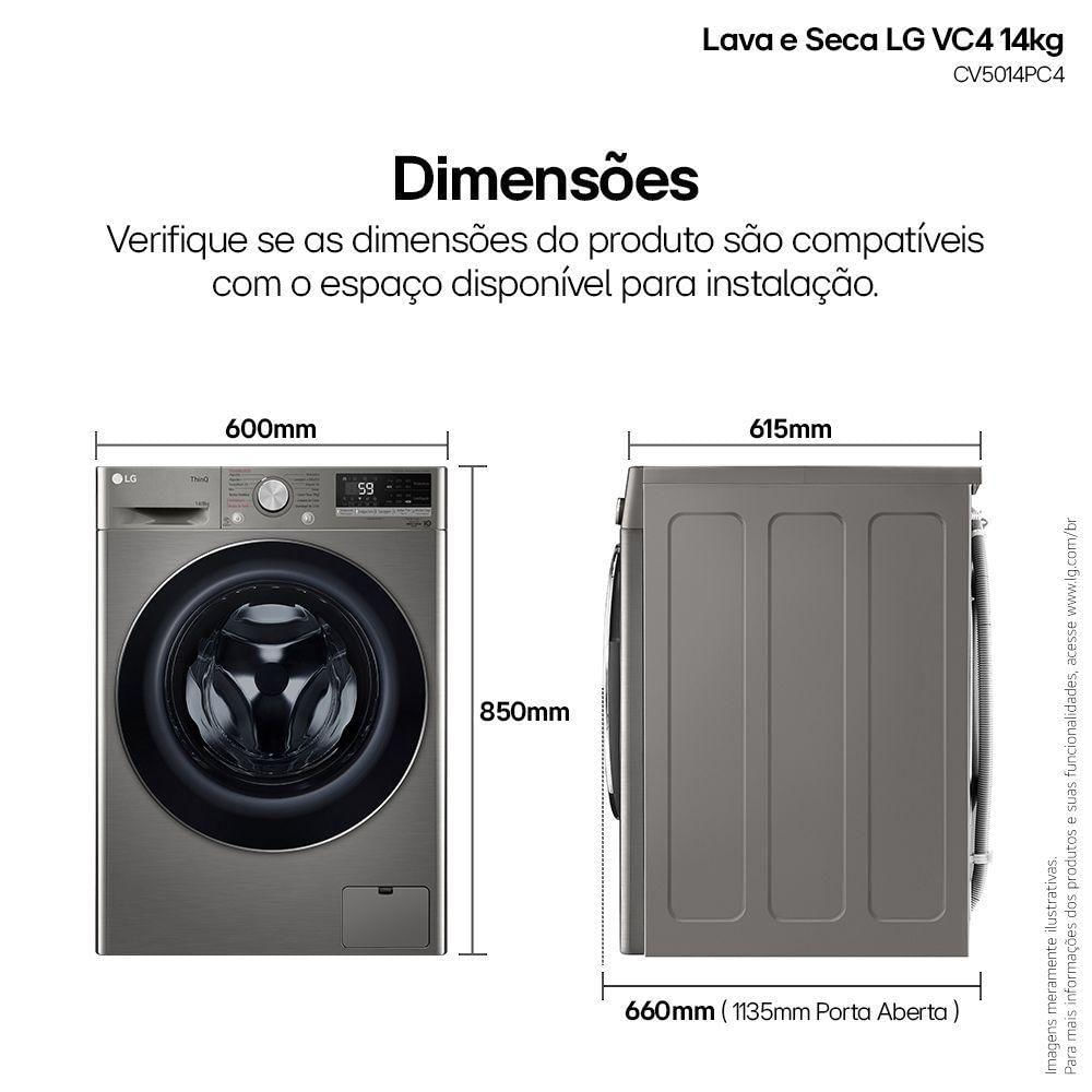 Lava E Seca LG Smart 14Kg VC4 Wi-fi E Inteligência Artificial Inox 220V