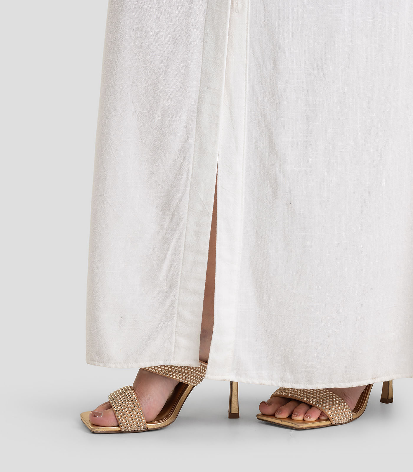 Miniatura Vestido Longo Feminino em Tecido Linho Dianna Bege G