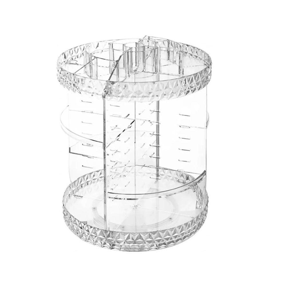 Miniatura Organizador Porta Maquiagem Giratorio 360 Acrilico Cosmeticos Batom Make Cremes Perfumes Joias Biju Multifuncional