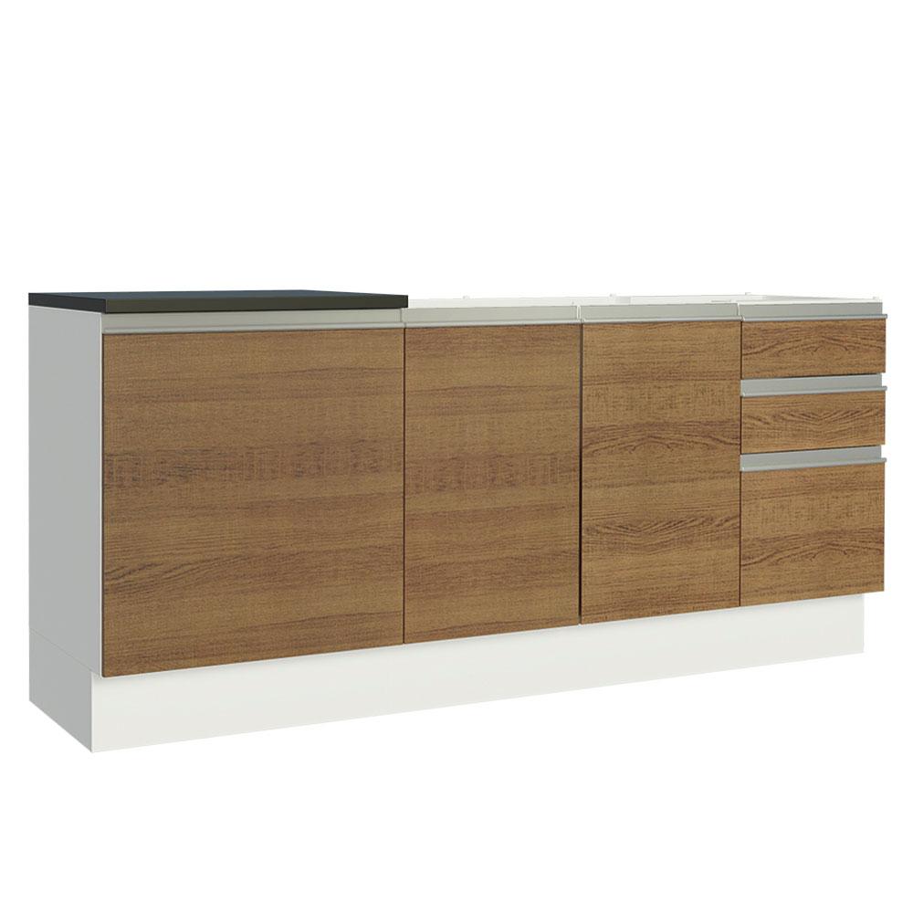 Miniatura Kit com 2 Balcões de Cozinha Madesa Acordes 100% MDF (Sem Tampo e Pia) Branco/Rustic Branco/Rustic