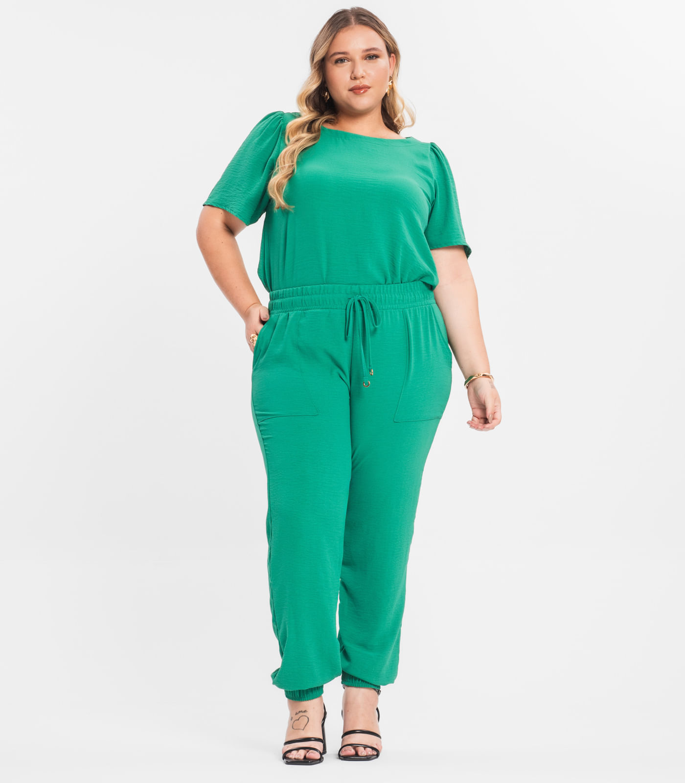 Miniatura Blusa Feminina Lisa Secret Glam Verde Plus G1