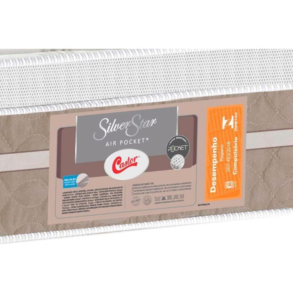 Cama Box Baú Casal: Colchão Molas Masterpocket Ensacadas Castor Silver Star Air + Base Crc Suede Clean (138x188)