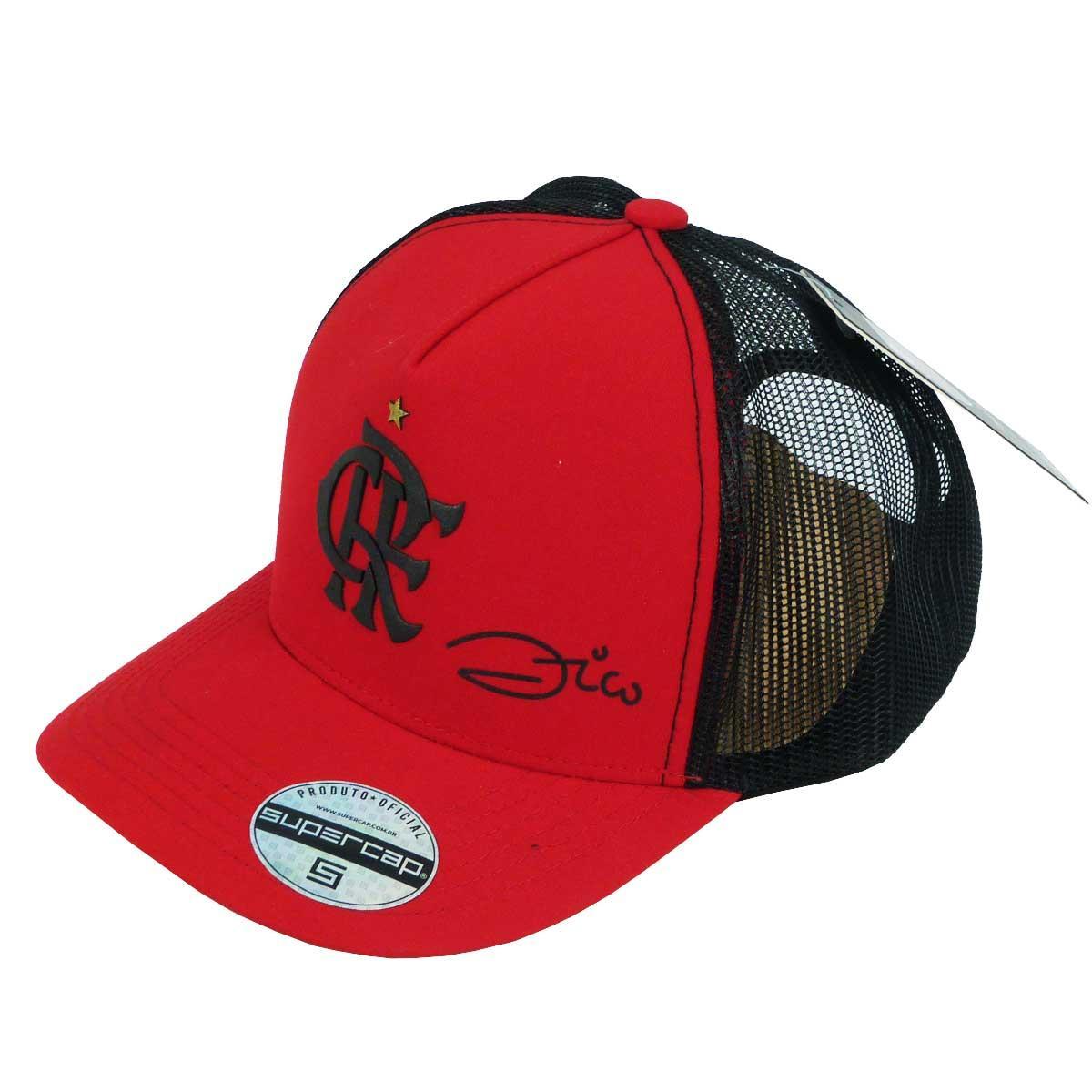 Miniatura Boné Flamengo Zico Escudo Emborrachado Vermelho - Licenciado