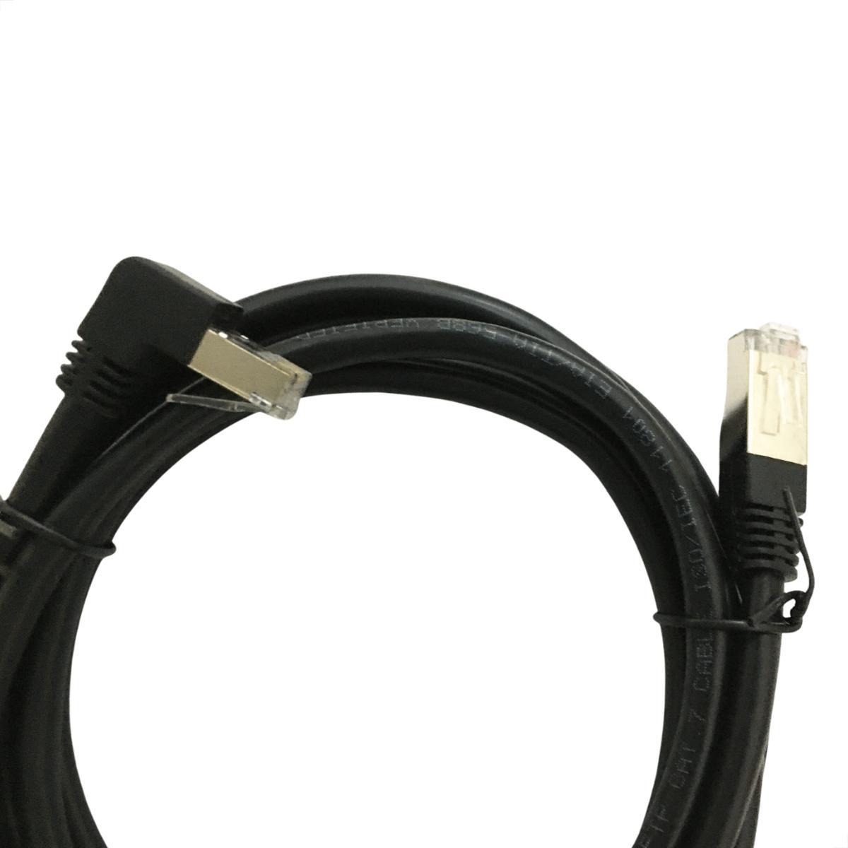 Miniatura Cabo De Rede Cat7 Plug 90 Graus Para Cima Preto - 10 Metros