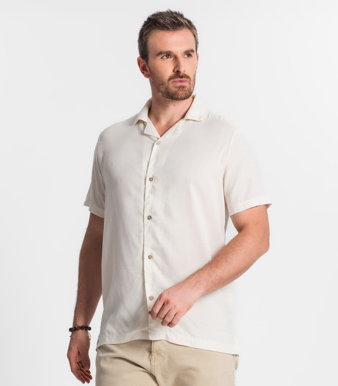 Miniatura Camisa Em Viscolinho Masculina Diametro Bege G