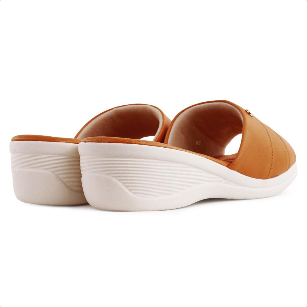 Miniatura Tamanco Comfortflex Casual Feminino Marrom / Bege - 34