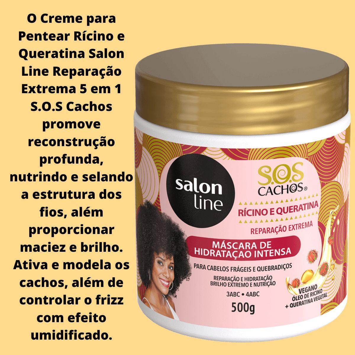 Miniatura Kit Salon Line Rícino Queratina Sos Cachos Com Óleo De Coco