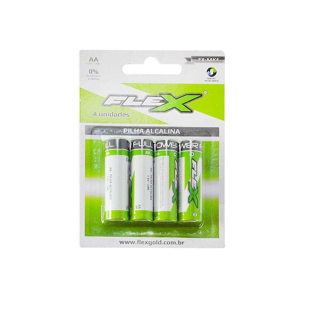 Miniatura Pilha Alcalina 1.5v LR6 AA Blister 4UN FX-AAK4