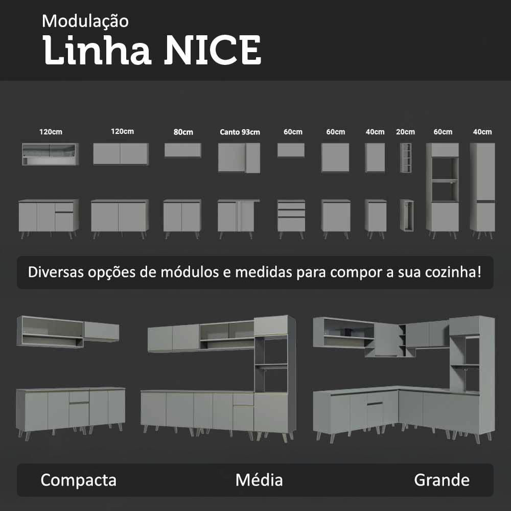 Miniatura Armário de Cozinha Compacta 200cm Cinza Nice Madesa 01 Cinza