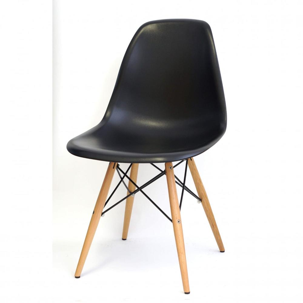 Miniatura Conjunto 2 Cadeiras Eames DKR Base Madeira OR Design Preto
