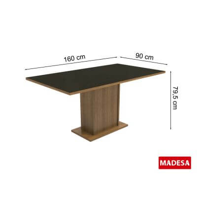 Conjunto Sala de Jantar Moscou Plus Madesa Mesa Tampo de Vidro com 6 Cadeiras Rustic/Preto Cor:Rustic/Preto