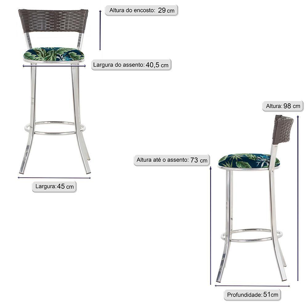 Conjunto Com 2 Banquetas Em Alumínio, Fibra Sintética E Impermeável Tc Tabaco Z29