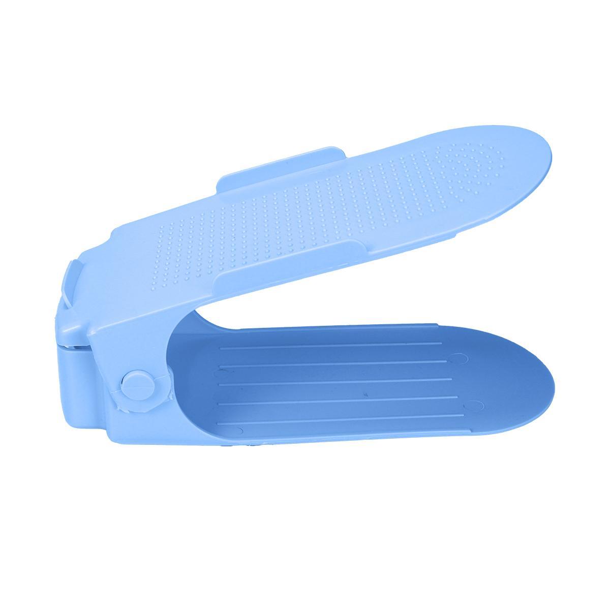 Miniatura Kit 10 Organizadores Sapatos Reforçado Regulagem Altura Azul