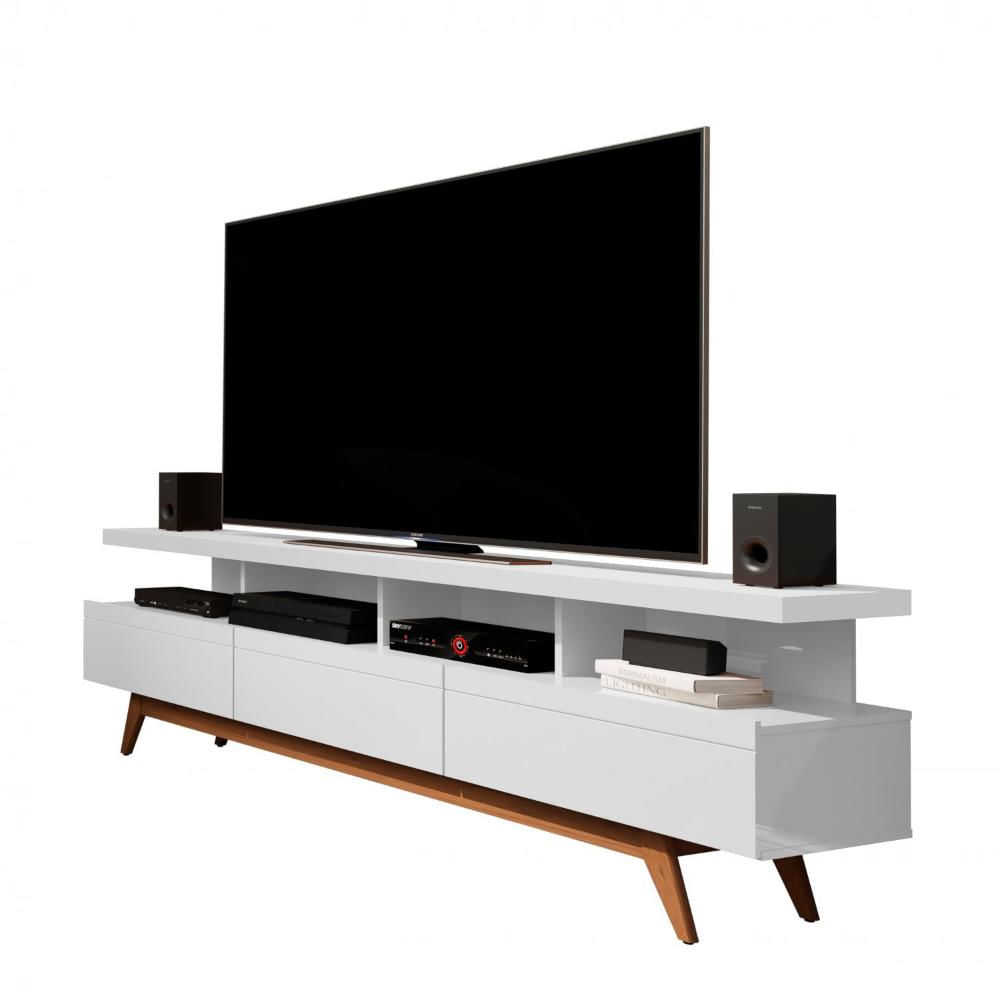 Miniatura Rack para TV até 72 Polegadas 3 Gavetas Vivare Wood Móveis Germai Branco