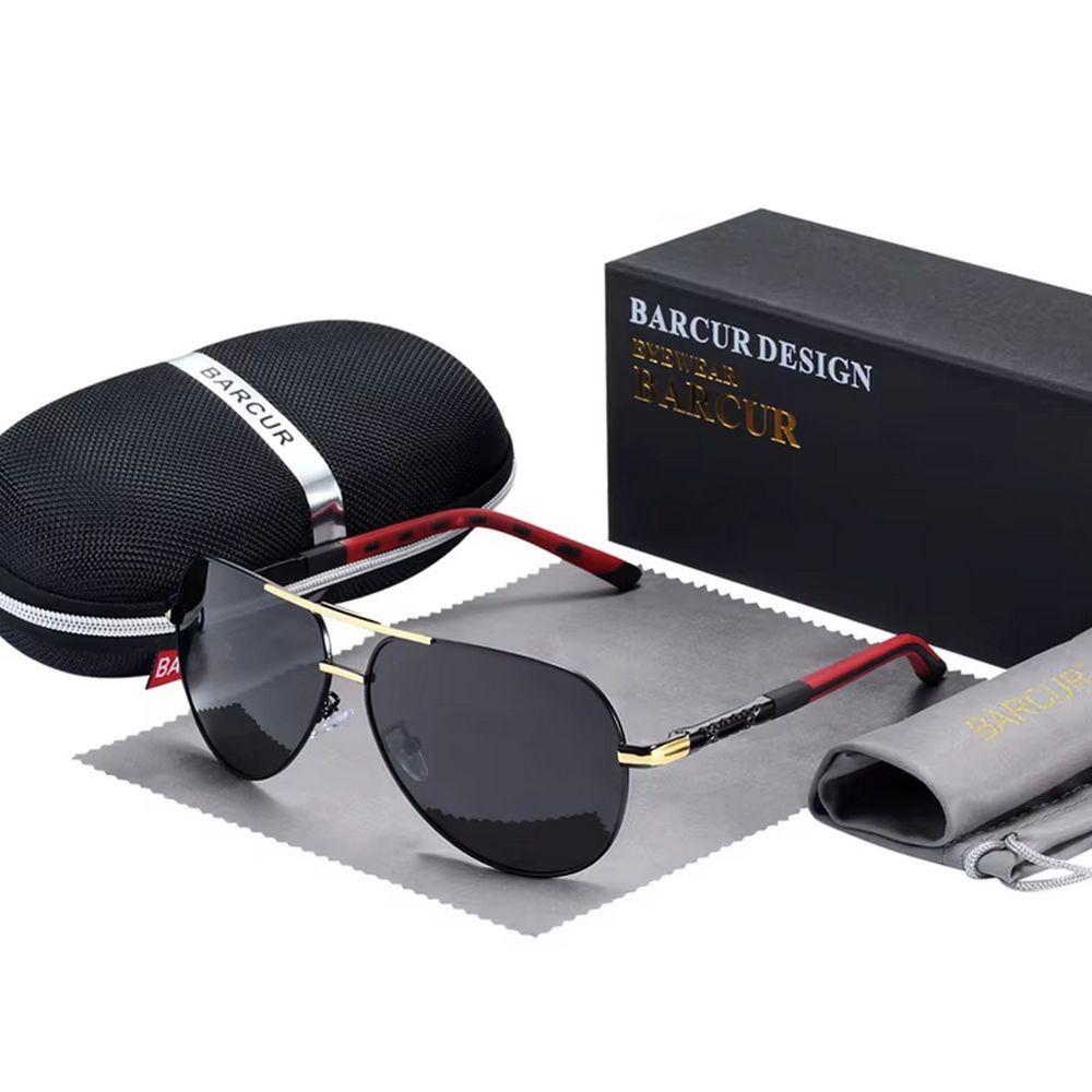 Miniatura Óculos Design Aviador De Aluminio Vintage Polarizado Proteção Uv400 Preto Dourado