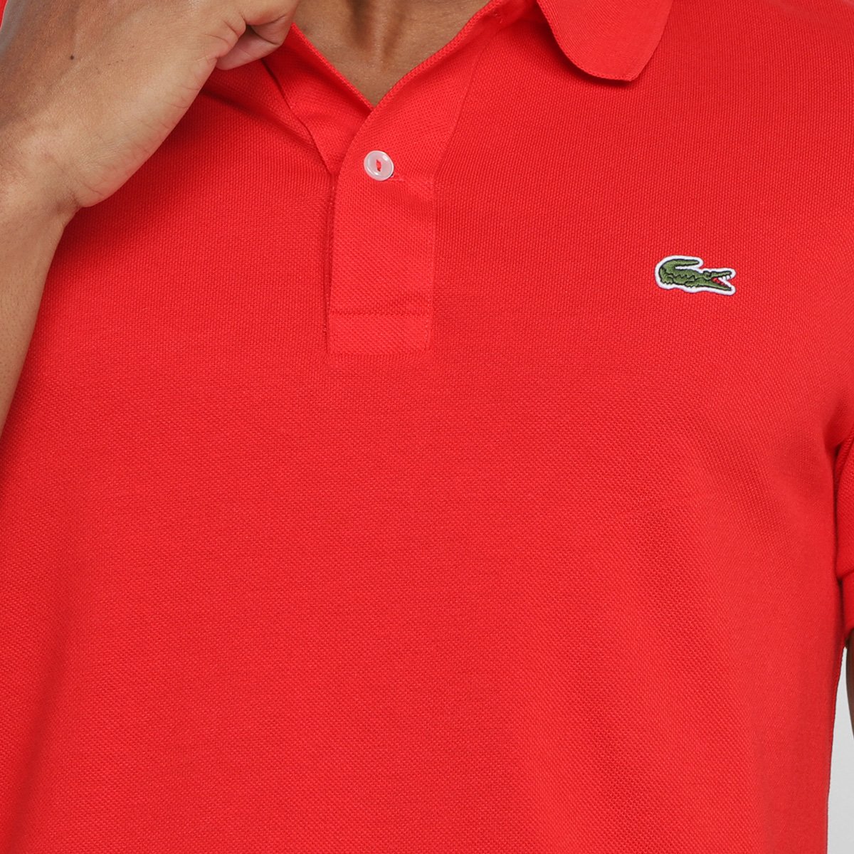 Miniatura Camisa Polo Lacoste Slim Fit Piquet Masculina Vermelho - EEGG