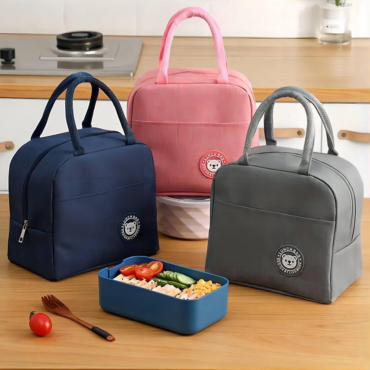 Miniatura Lancheira Termica De Passeio Bolsa Marmita Portátil Azul
