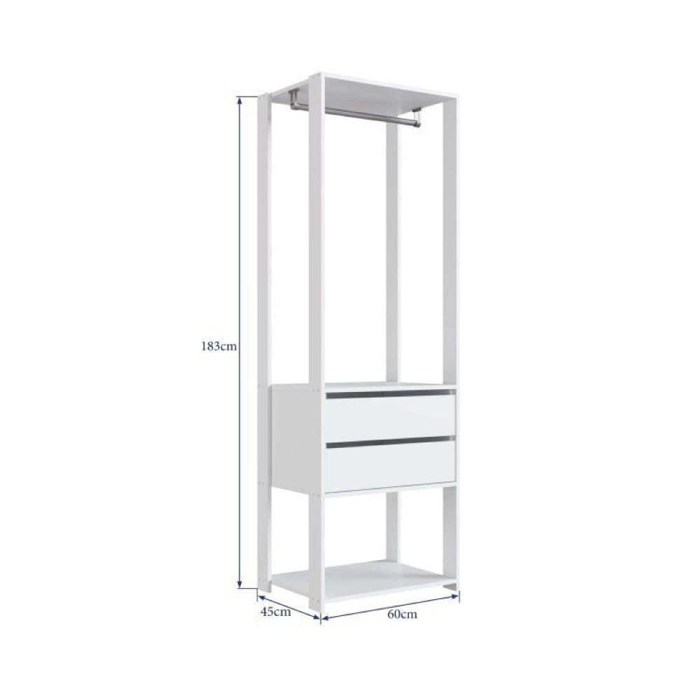 Guarda Roupa Closet 2 Peças com 1 Cabideiro 2 Gavetas e 6 Nichos Easy Prodecor Branco