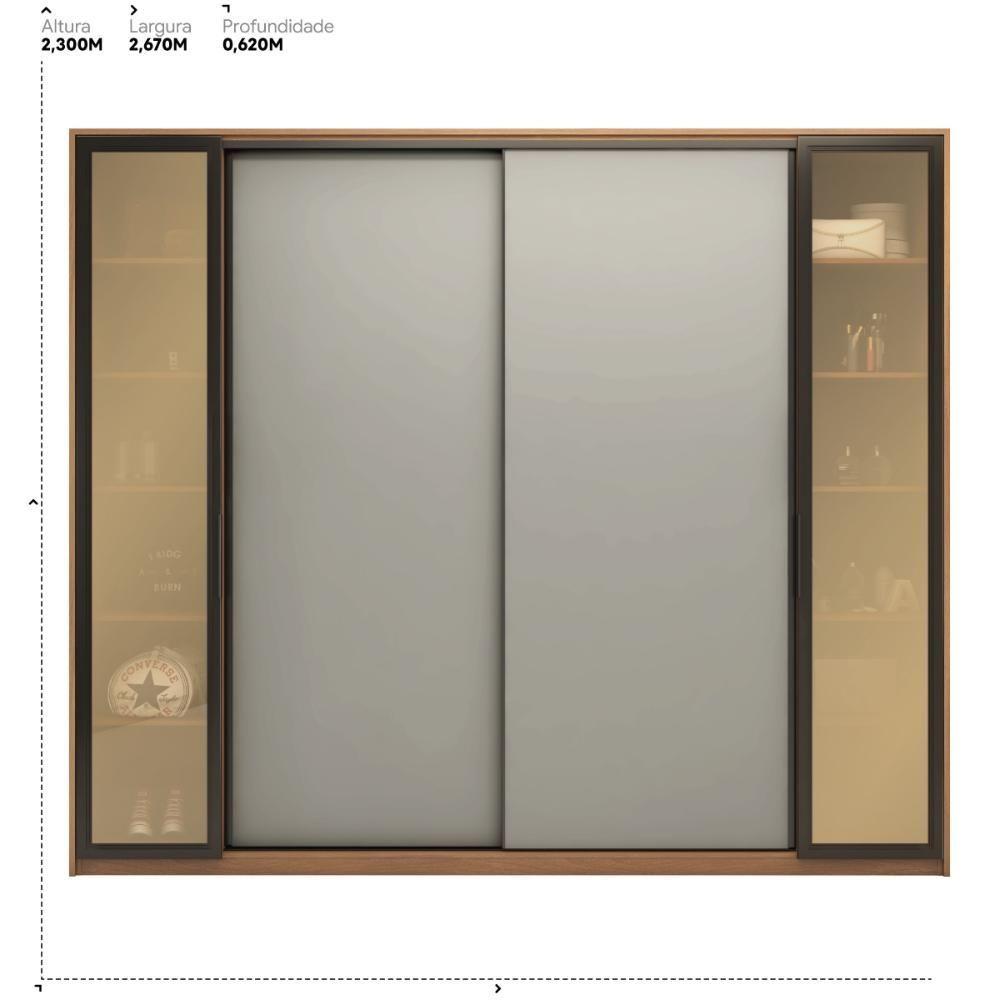 Miniatura Guarda Roupa Casal 4 Portas Vidro Reflecta E 4 Gavetas Laredo Amêndola-nude Prime Tx