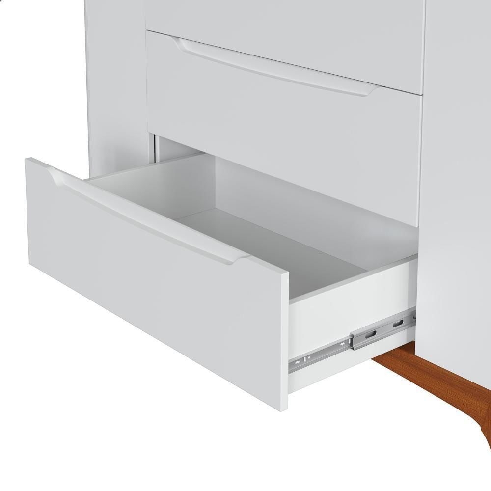 Cômoda Infantil Canto Redondo 3 Gavetas E 2 Portas Sambalelê Branco