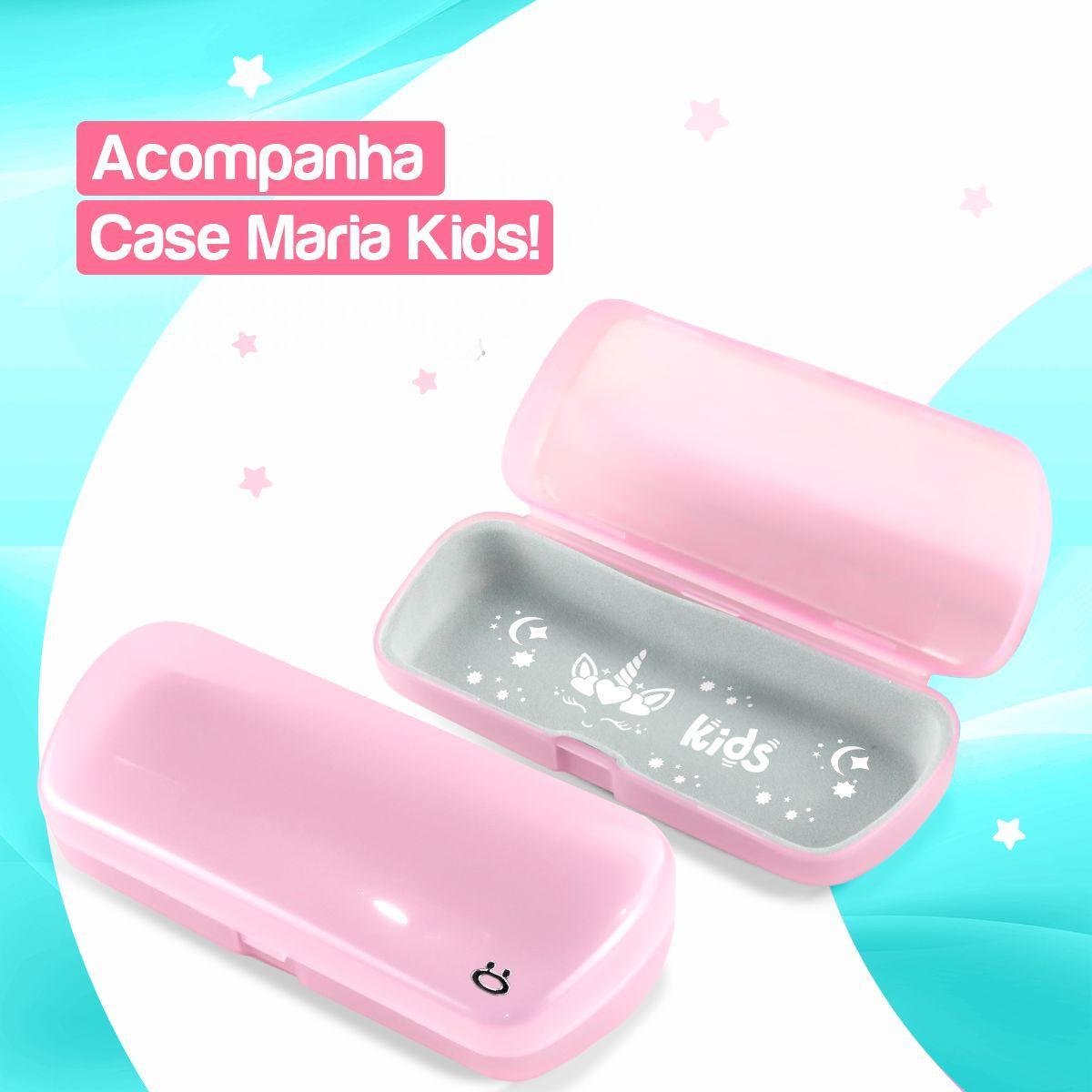 Miniatura Óculos Sol Infantil Rosa Coração Vintage Acetato + Case